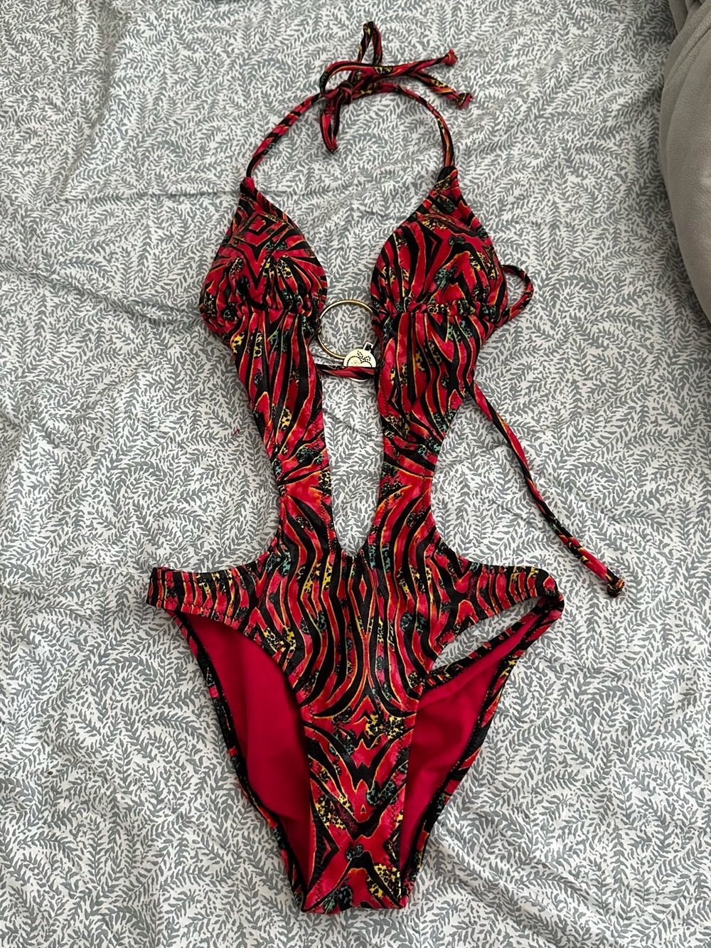 Vintage Apple Bottoms Red Cutout One-Piece Swimsuit
